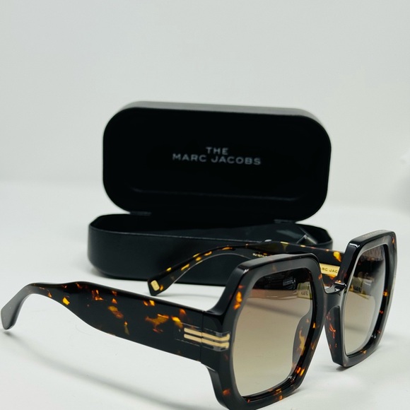New MARC JACOBS Havana Square MJ 1074/S 086 HA Sunglasses Women AUTHENTIC SET - Picture 2 of 5